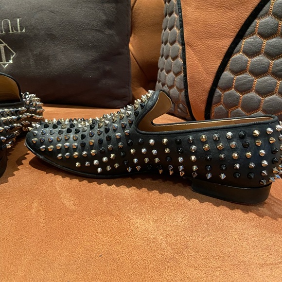 CHRISTIAN LOUBOUTIN Rollerboy Mixed Spikes Leather Flats Loafers - Picture 3 of 6